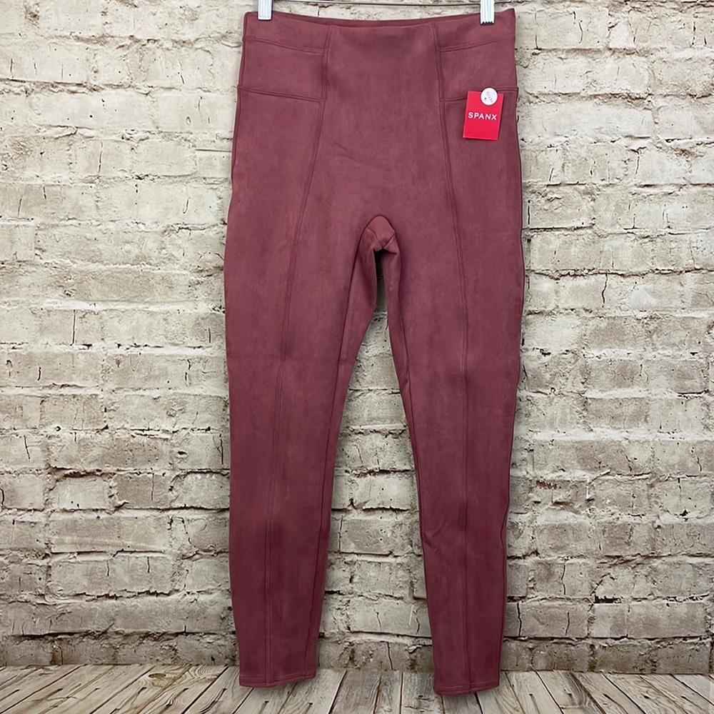 Spanx faux suede leggings rich rose petite, tall, regular  NWT